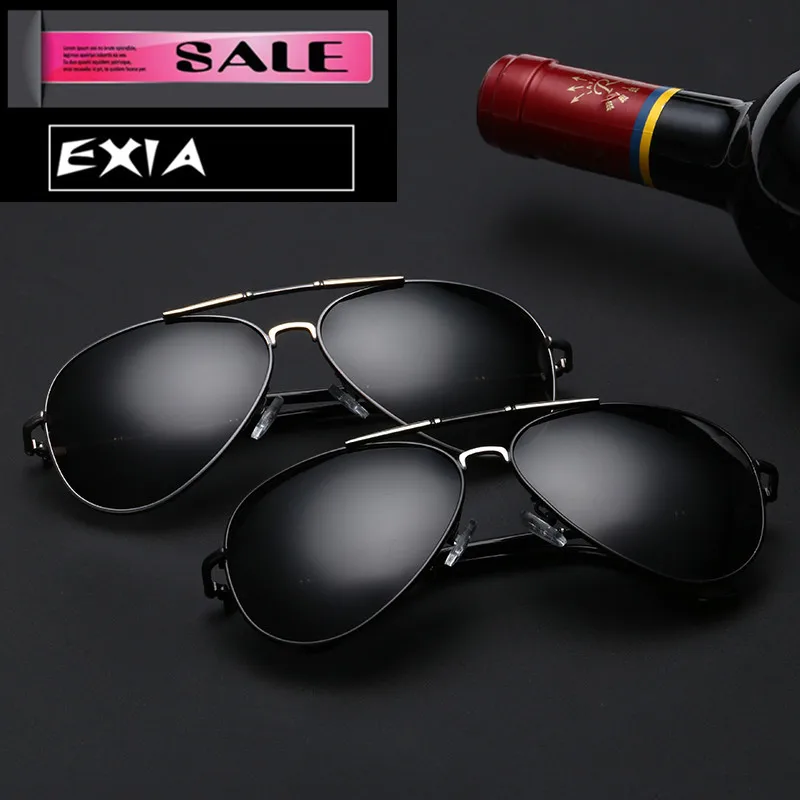 Classic Sunglasses Men Polarized High Vision Black Grey Lenses EXIA