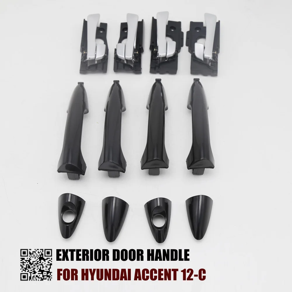 8 шт набор черный внешний Серебряный интерьер дверные ручки для HYUNDAI ACCENT 12-C 2011 2012 2013 FR: 82661-1R000-CA FL: 82651-1R000