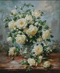 

Precisely Printed Unfinished R Thread Cross Stitch Patterns Sets Embroidery Handmade Needlework Kits, blended-color flowers