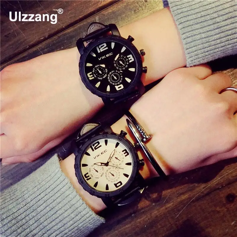 

Fashion 4.5cm Big Dial Shockproof Army Military Leather Quartz Men' Male' Sport Watch Wristwacthes Gift