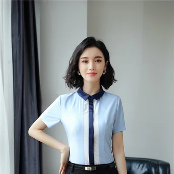 

Occupation Shirts 2018 newest styles summer short Sleeve blouses female OL interview blouse clothes office work wear plus size
