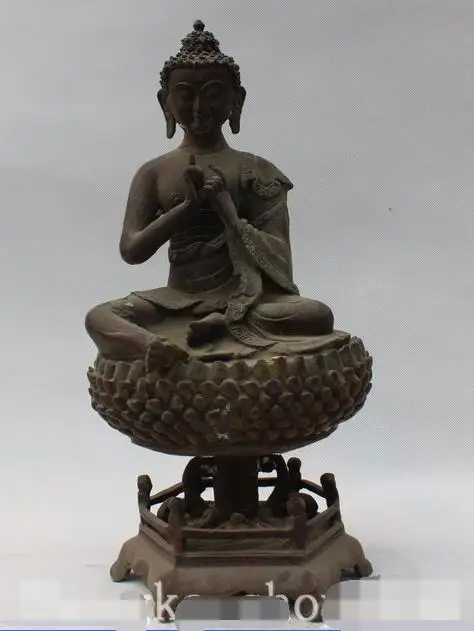 

13" Old Tibet Buddhism Bronze Seat Shakyamuni Amitabha Buddha Sakyamuni Statue