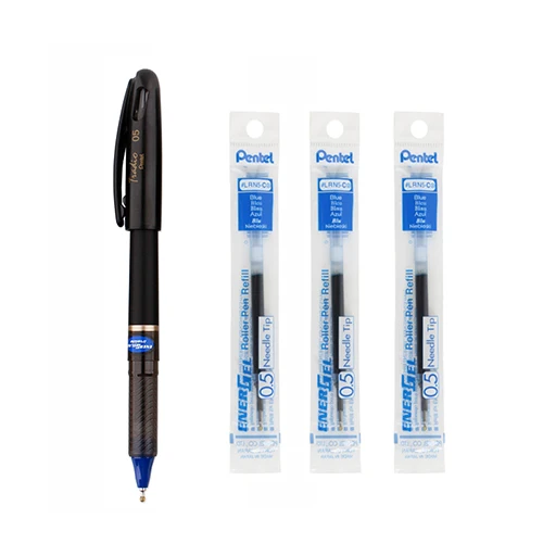 LifeMaster Pentel Energy Gel Tradio игольчатая гелевая ручка 0,5 мм модный дизайн быстросохнущая офисная ручка BLN115 - Цвет: Blue and 3 Refill