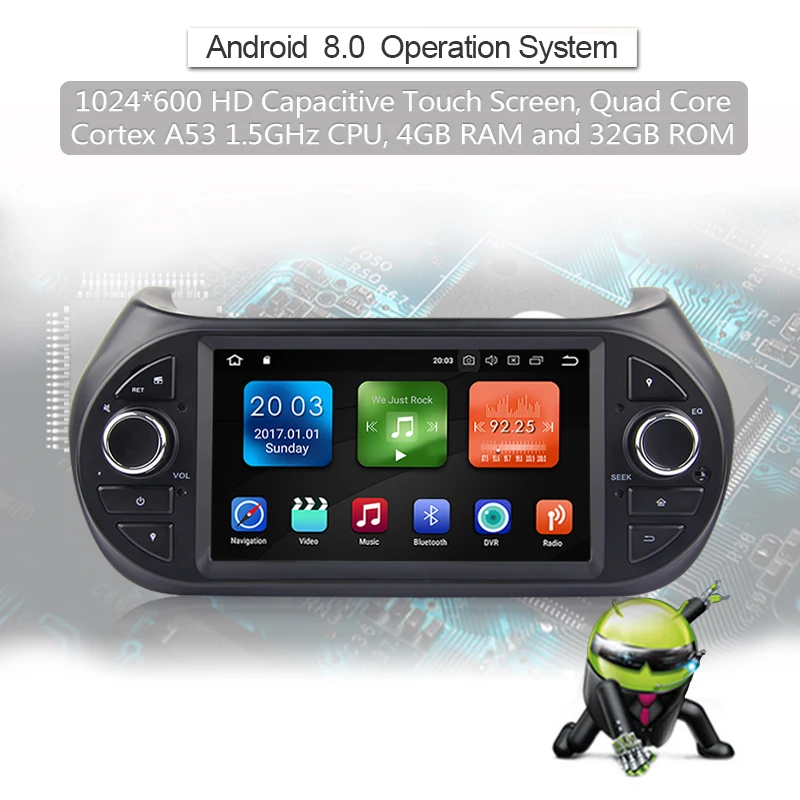 Discount 2 Din Android 8.1 8.0 Car Radio Car Multimedia player GPS DVD For FIAT Fiorino Qubo Citroen Nemo Peugeot Bipper autoradio wifi 6