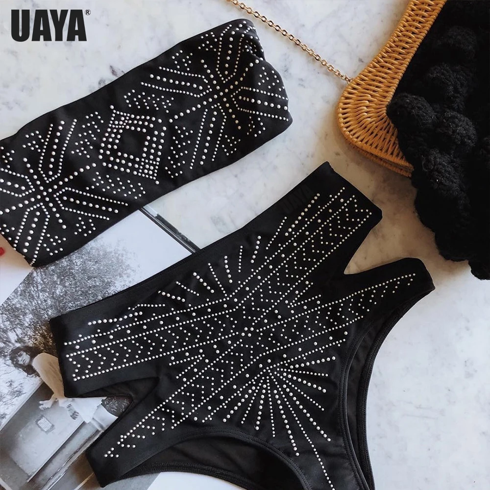 UAYA 2019 Sexy Bling Monokini Push Up swimsuit cute sporte biquini Two piece swimsuit  Backless swimsuit High grade swimsuit