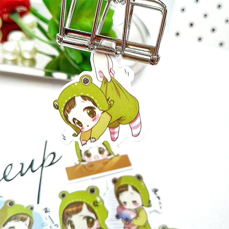 

20/40pcs Cute Frog Baby Little Girl Clip Art Decorative Stickers DIY Craft Album Children Random Not Repeat