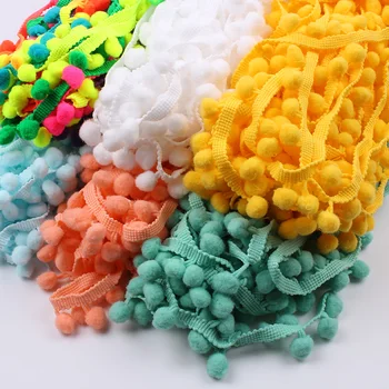 

25mm 5Yards Knitted Pom pom Lace Trims Handmade Sewing Accessories DIY Wedding Craft Ribbon Pompom Fringe Lace Ribbon Trims