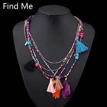 Find Me, модные многослойные, в стиле бохо, тканые, длинные кисточки, эффектное ожерелье, подвески, этнический воротник, колье, ожерелье, Женские Ювелирные изделия