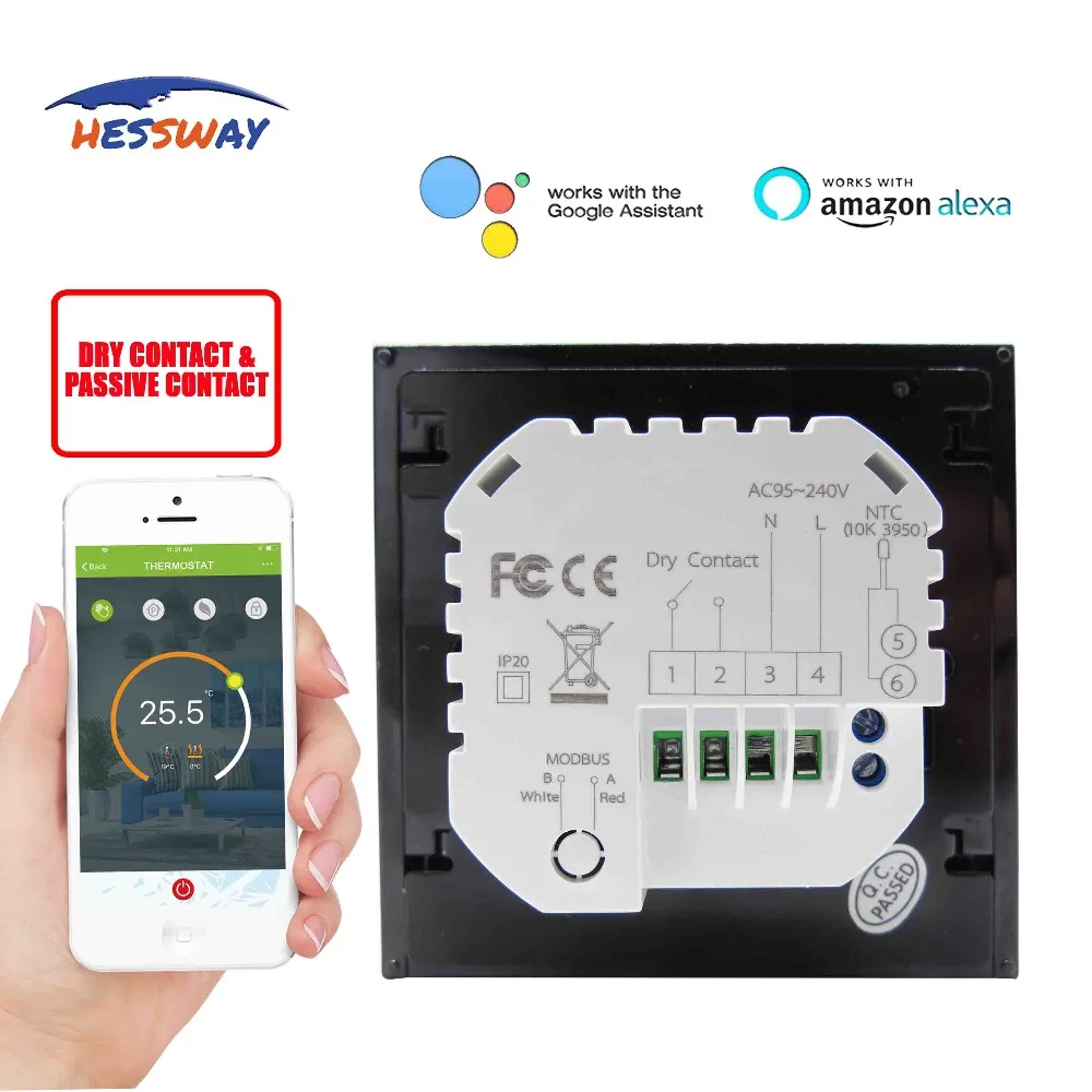 HESSWAY TUYA Smart WI FI чип диод 5 + 2 периода программируемый Температура термостат