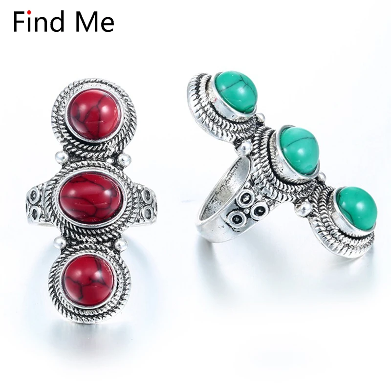 

Find Me 2019 Vintage Maxi Long Ring Embed Round Crack Stone Alloy Geometric Pattern Red Ring Famous Brand Jewelry Accessories