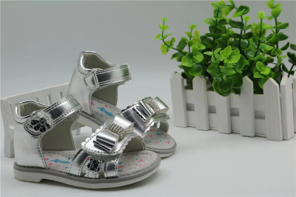 Apakowa/Новые модные детские сандалии для девочек с поддержкой свода стопы; детские сандалии; летние розовые золотые серебряные сандалии для девочек; ортопедическая обувь