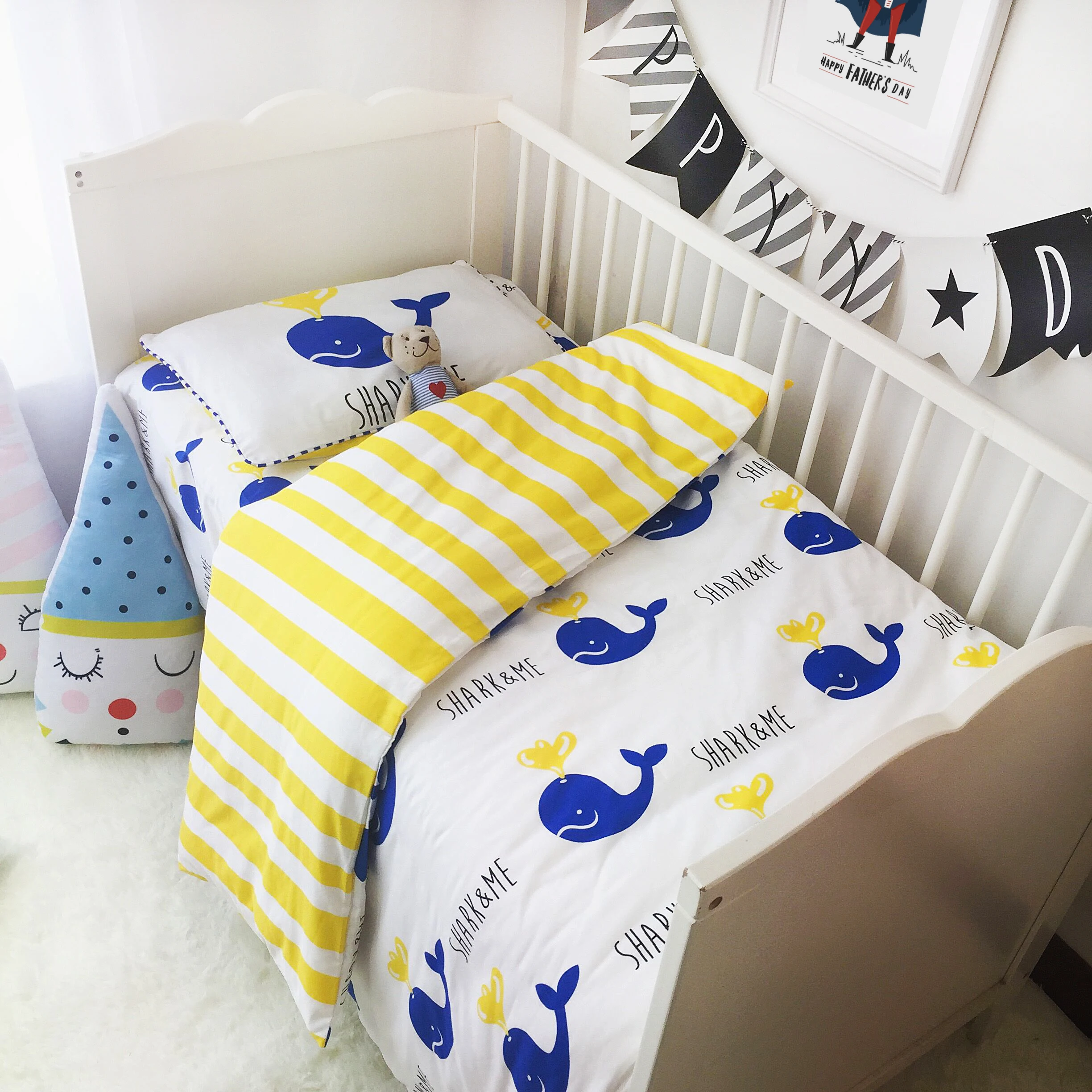 

1pc Duvet cover baby bedding set black white pink cartoon clouds dolphin Sweety heart pattern baby quilt cover for girls boys