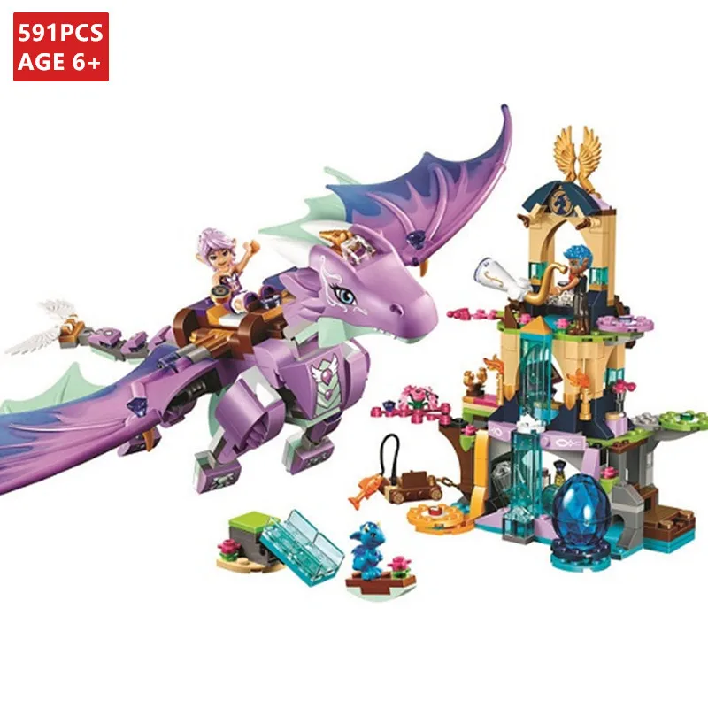 

591Pcs Fairy Elves The Dragon Sanctuary Building Blocks Sets 41178 LegoINGs Bricks Educational Toys for Children Christmas Gifts