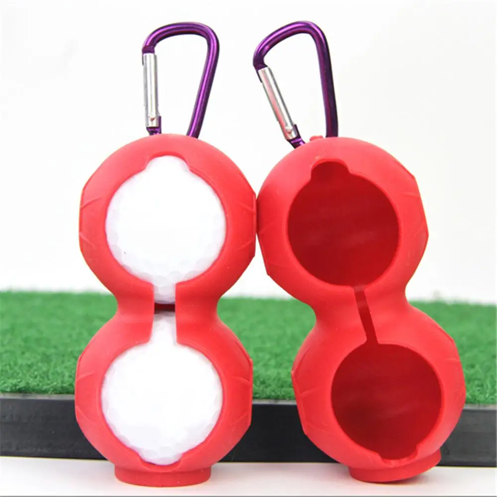 

Golf Ball Silicone Sleeve Protective Cover Bag With Carabiner Holder For 2 Ball Golf Accessories Sports Easy To Carry 2 Hole