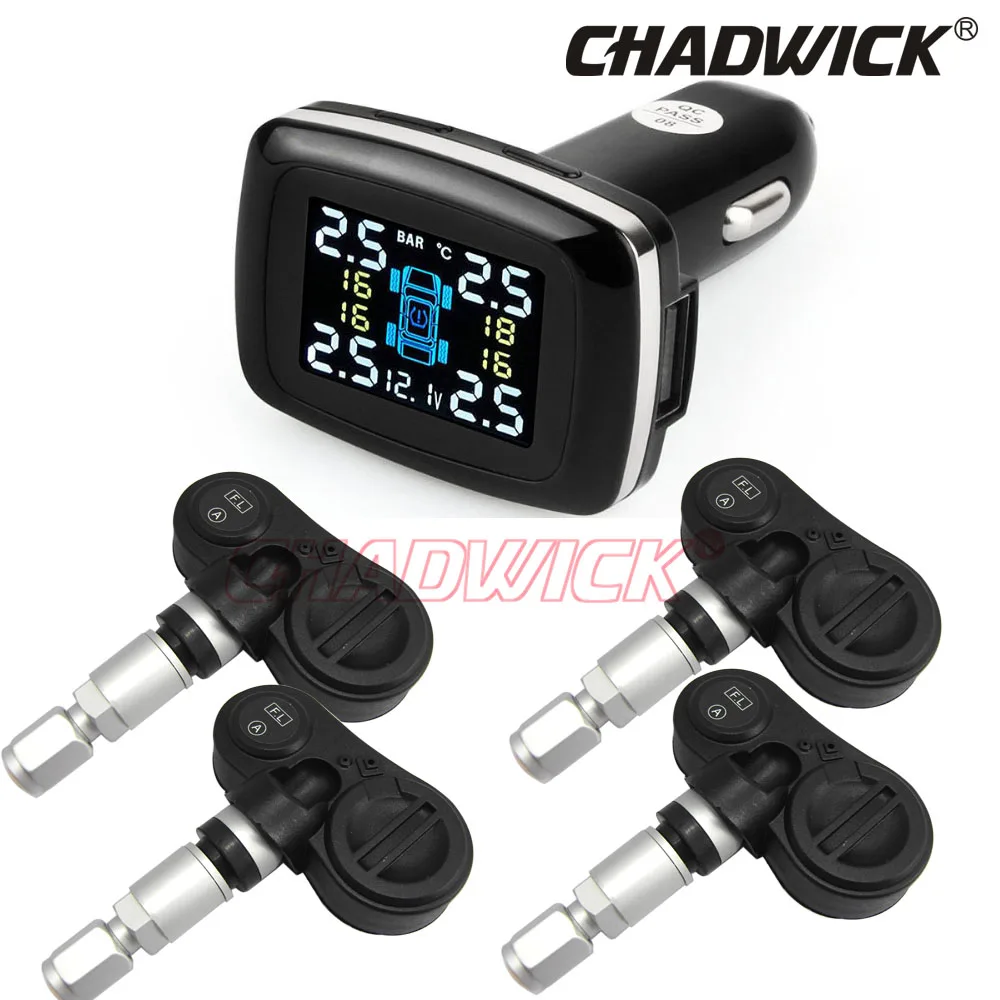 

Digital Tire Pressure Monitoring System 12V TPMS Tire Pressure car Alarm internal sensor cigarette lighter power CHADWICK TP620E