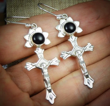 

Lovegem Genuine Black Onyx Earrings 925 Sterling Silver, 52 mm, AE2069