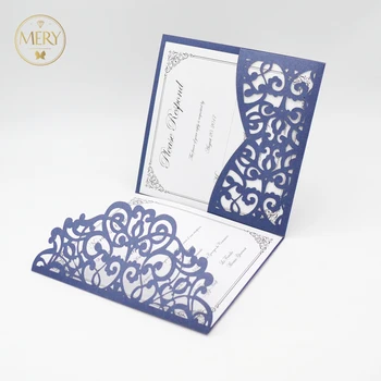 

Hot Sale Laser Cut High Quality Elegant RSVP Wedding Card Invitation