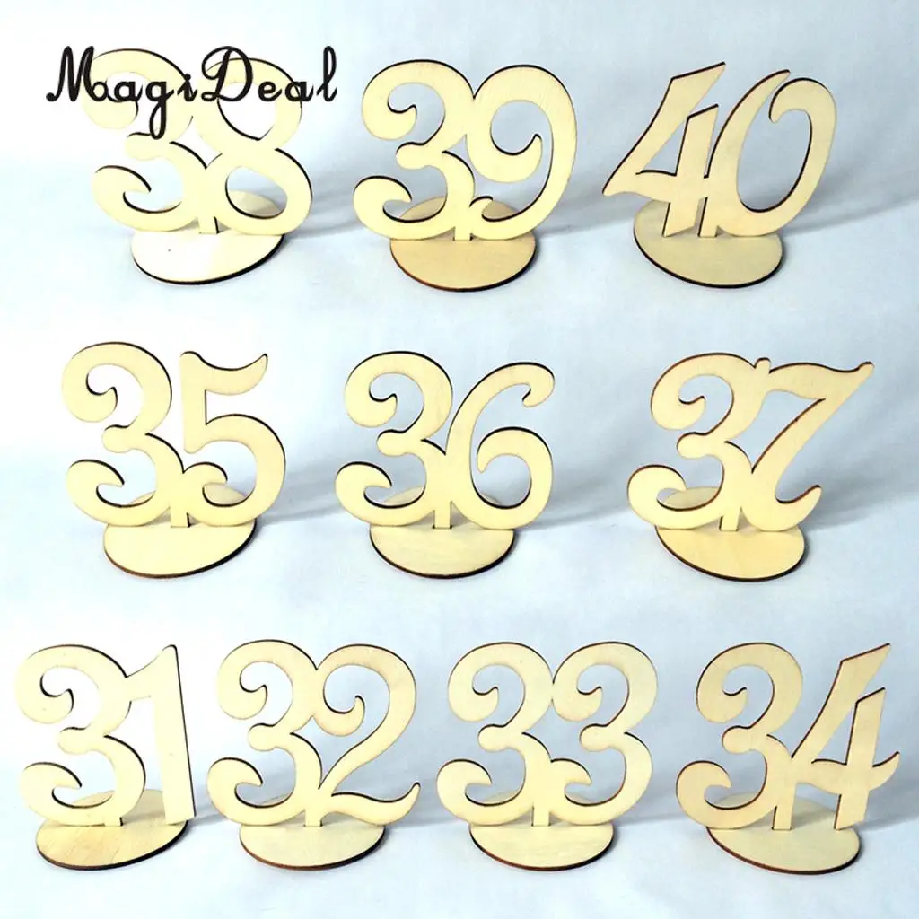 MagiDeal Rustic 1 to 40 Figures Numbers Wooden Table Numbers Wedding Birthday Party Baby Shower Tabletop Decor