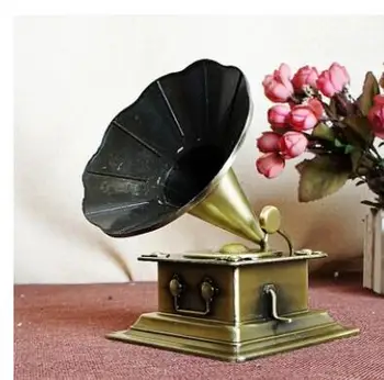 

Handicraft pure metal Phonograph model Craft gift Love your office gift gramophone alloy large decorations room world famous