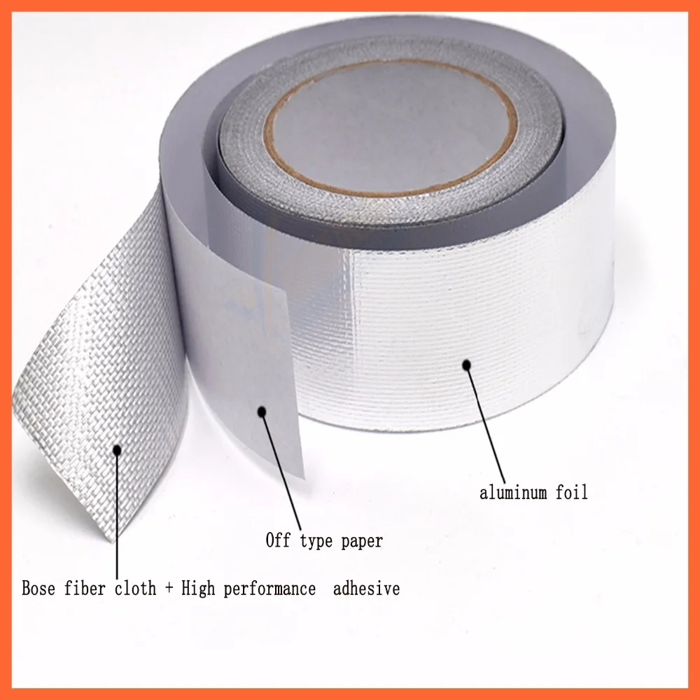 50mmx25m Aluminium Foil Reinforced Heat Shield Tape Self Adhesive Duct Repaire 
