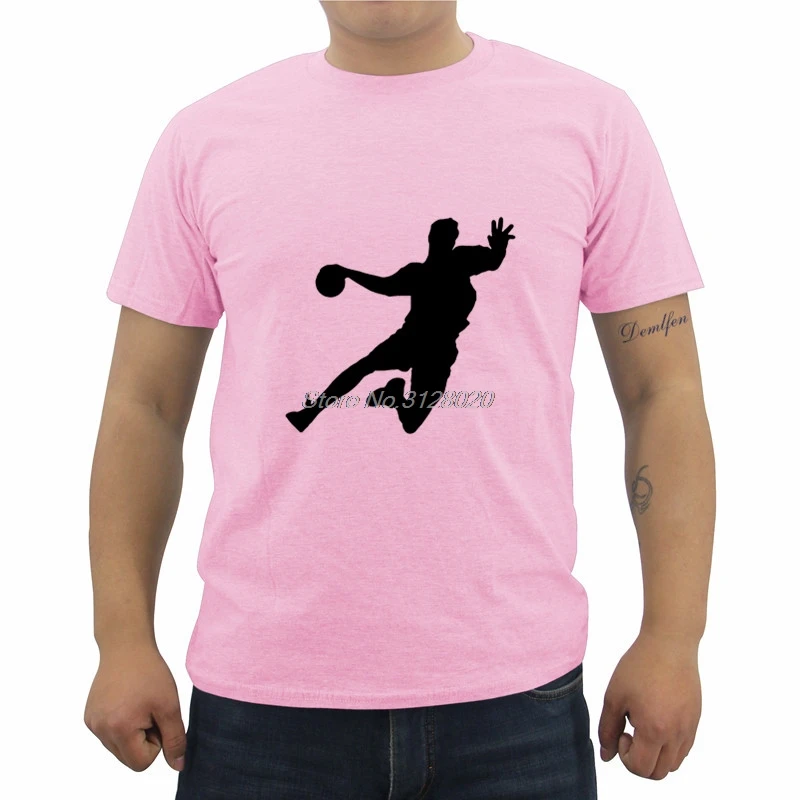 Новая футболка с принтом гандбола, летняя Мужская хлопковая футболка с коротким рукавом и круглым вырезом, модные мужские футболки, футболки для фитнеса, топы, уличная одежда - Цвет: Pink