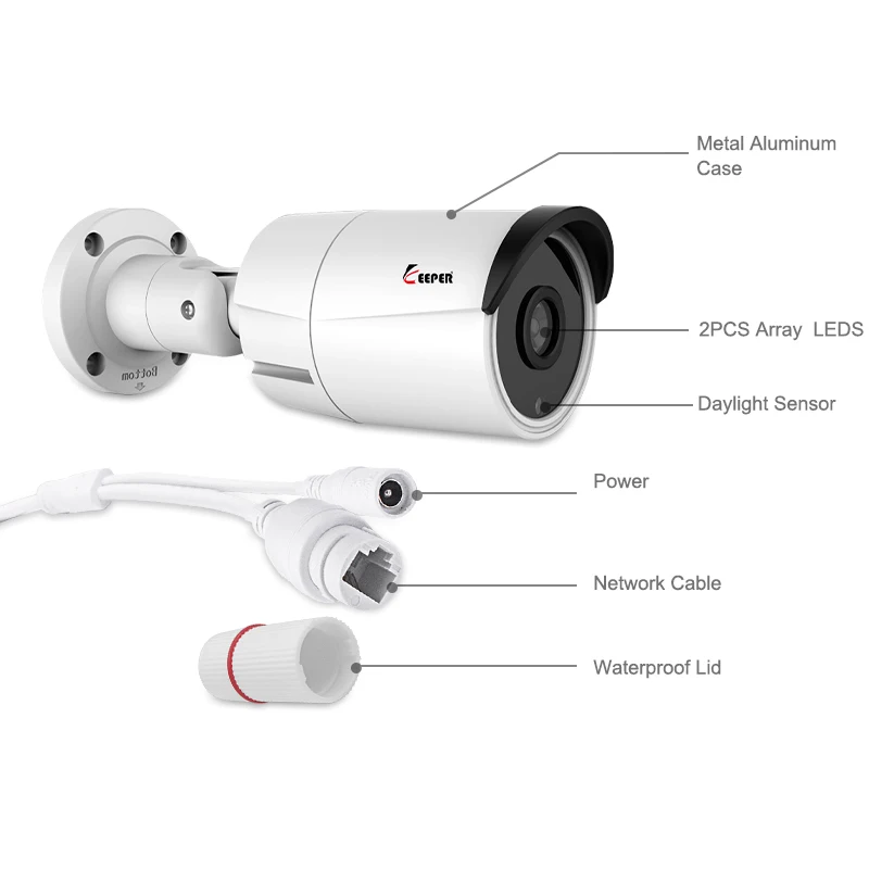  Keeper 48V POE Outdoor Bullet 2MP IP Camera Security ONVIF Aluminum Metal CCTV Surveillance 1080P N - 32884018015