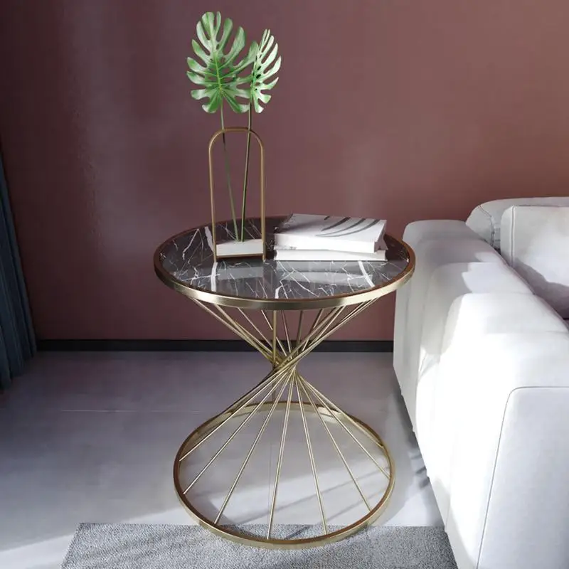 

Nordic net red creative round small coffee table simple marble sofa side bedside table light luxury corner