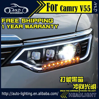 

AKD Car Styling Headlight Assembly for Toyota Camry V55 LED Headlight 2015 Camry DRL H7 D2H Hid Option Angel Eye Bi Xenon Beam