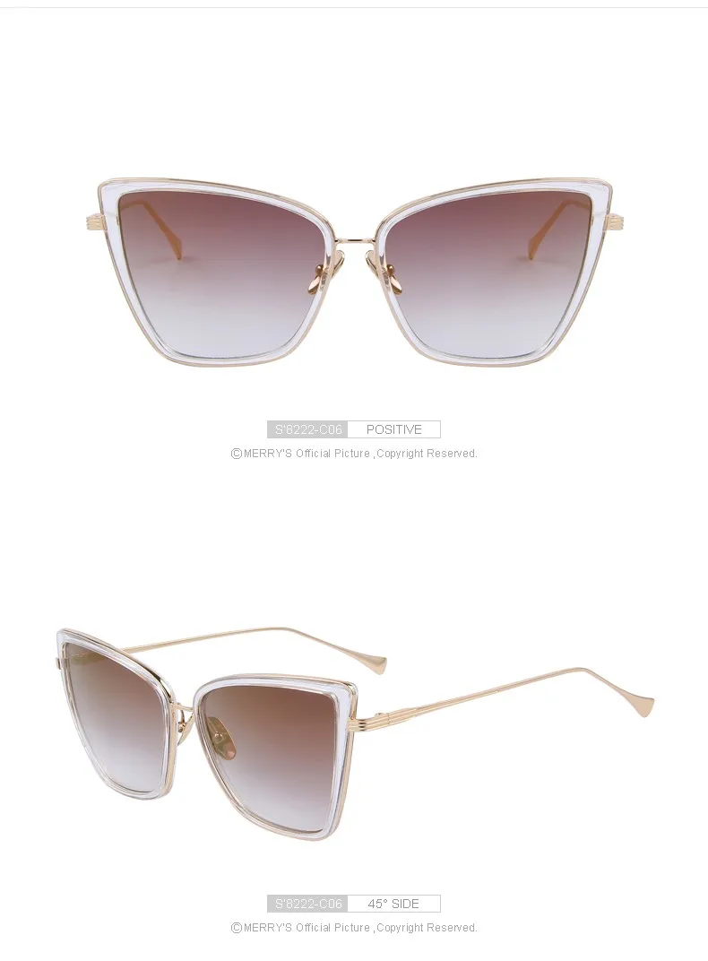 Merry's, модные женские солнцезащитные очки, кошачьи зеркальные очки, металлические кошачьи глаза, солнцезащитные очки для женщин, фирменный дизайн, высокое качество, квадратные S'8222