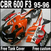 Пластиковые обтекатели обтекателя комплект для HONDA CBR600 F3 1995 1996 CBR 600 95 96 оранжевый черный REPSOL кузов устанавливает YP68