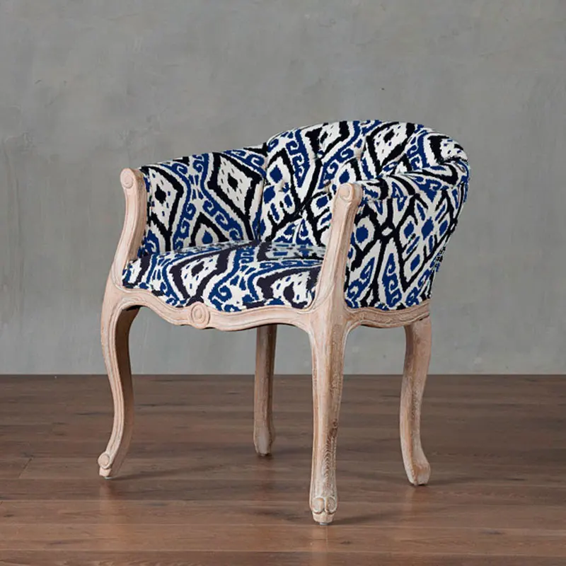

Leisure Sofa Chair Nordic Wood Bedroom Computer Chair American Retro Old Coffee Chair Fabric Single Chair