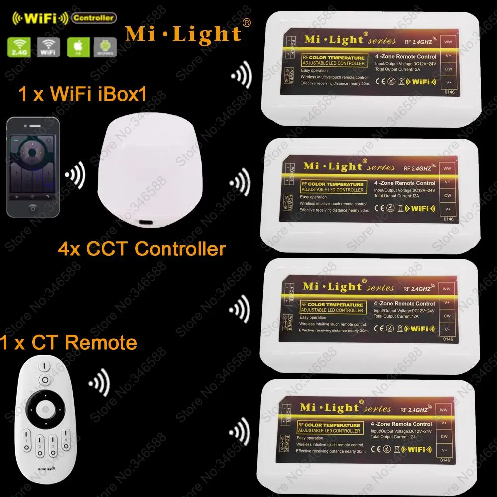 Mi. light 2 4G RF беспроводной 4 зонный Сенсорный пульт + 4x CW/WW цветовая температура CCT