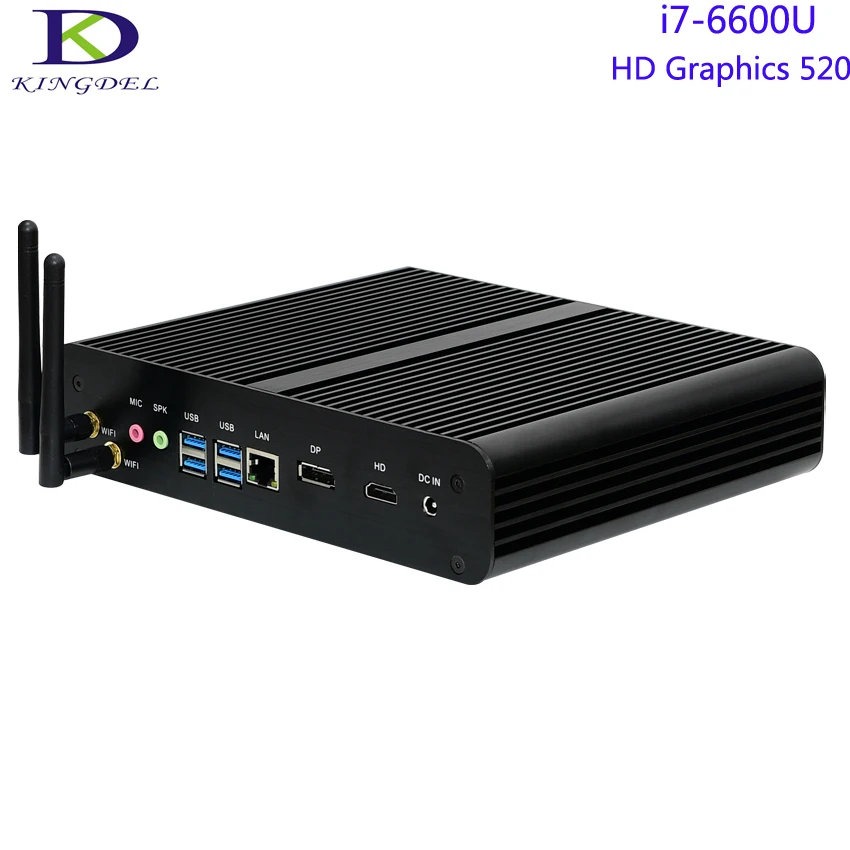 Newest Barebone Mini PC,Fanless Desktop Computer,Intel 6th Gen.i7-6600U,Dual Core CPU,Intel HD Graphics520,1*DP+1*HDMI,Windows10