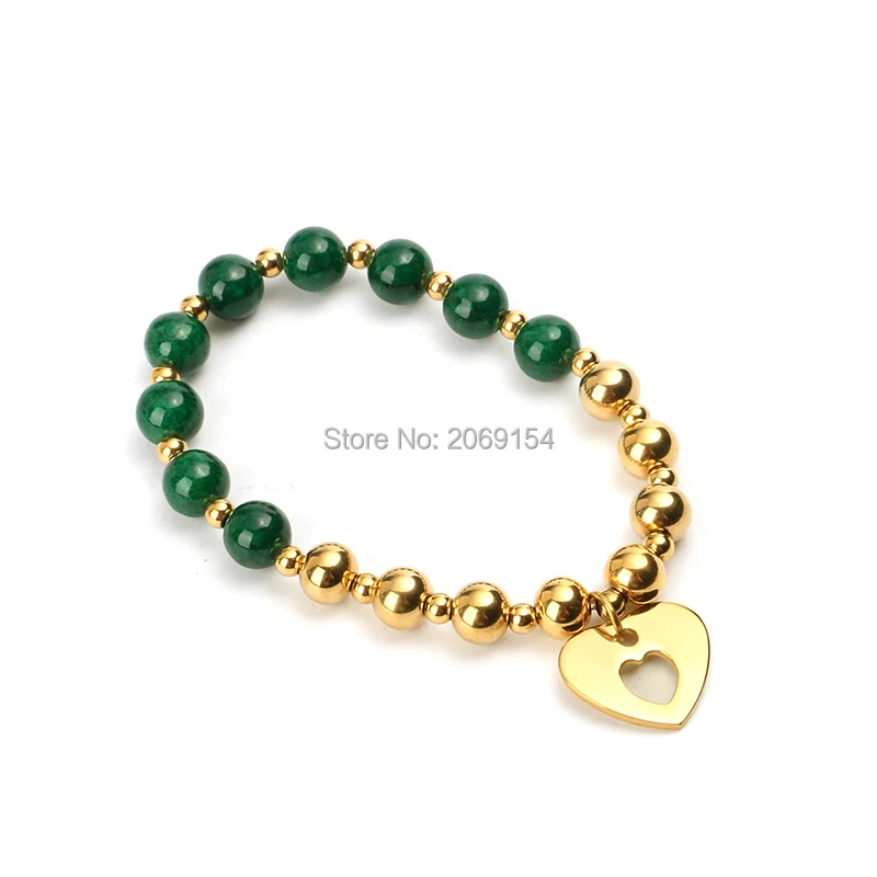 

Bohemian jewelry women strand Bracelets 2024 Luxury natural stone round green beaded link chain exquisite bangles elegant
