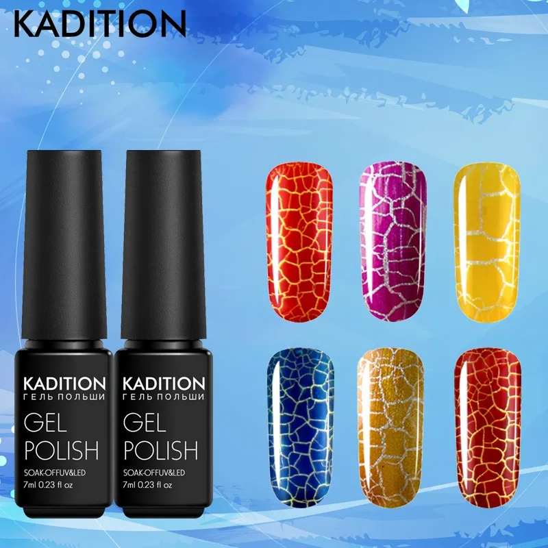 Гель лак для ногтей KADITION 7 мл УФ краска дизайна с эффектом трещин и 12 видов цветов