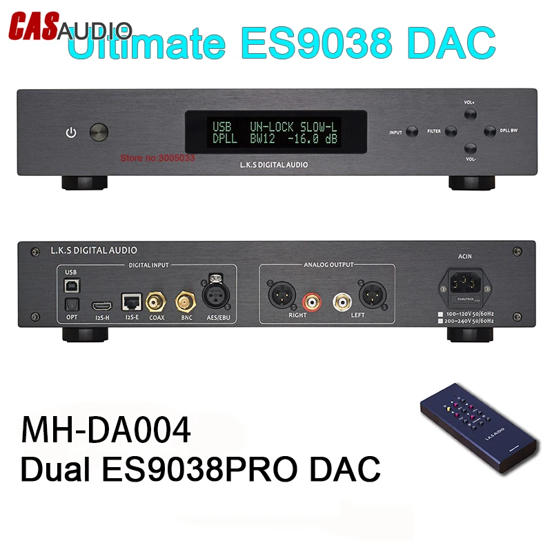 MH-DA004 HI-END DAC Dual ES9038PRO ES9038 DAC USB DSD DAC кристек CCHD957 Femto осциллятор, USB/оптический/коаксиальный/ies/AES/EBU