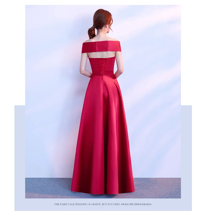 Бордовый цвет Длинные платье с корсетом для выпускного вечера бальное платье атласные свадебные для женщин платья для вечеринок 2019