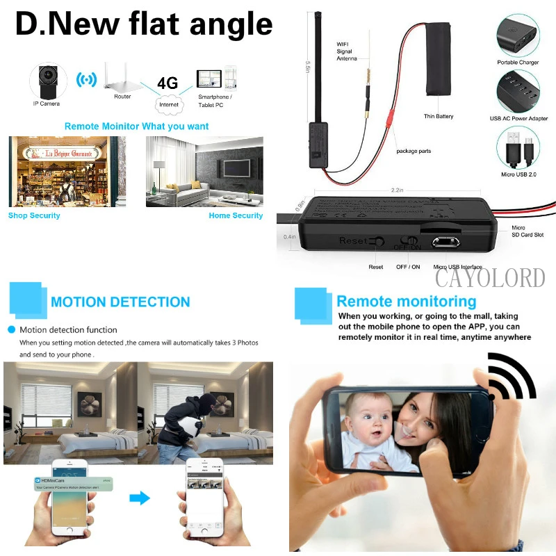  HD 1080 P Mini Macchina Fotografica del IP di WIFI Flessibile Video Audio Recorder Motion Detection