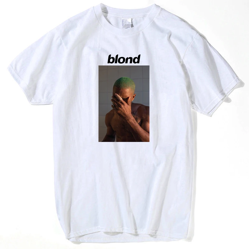

Fashion Frank Ocean Blond Blocking face Print T Shirt Rap funny t shirts cotton white Short O-Neck loose men casual short sleeve