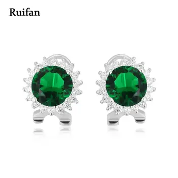 

Clearance Sale Round Green Cubic Zircon Stud Earrings for Women Genuine 925 Sterling Silver Earrings Dubai Jewelry YEA012