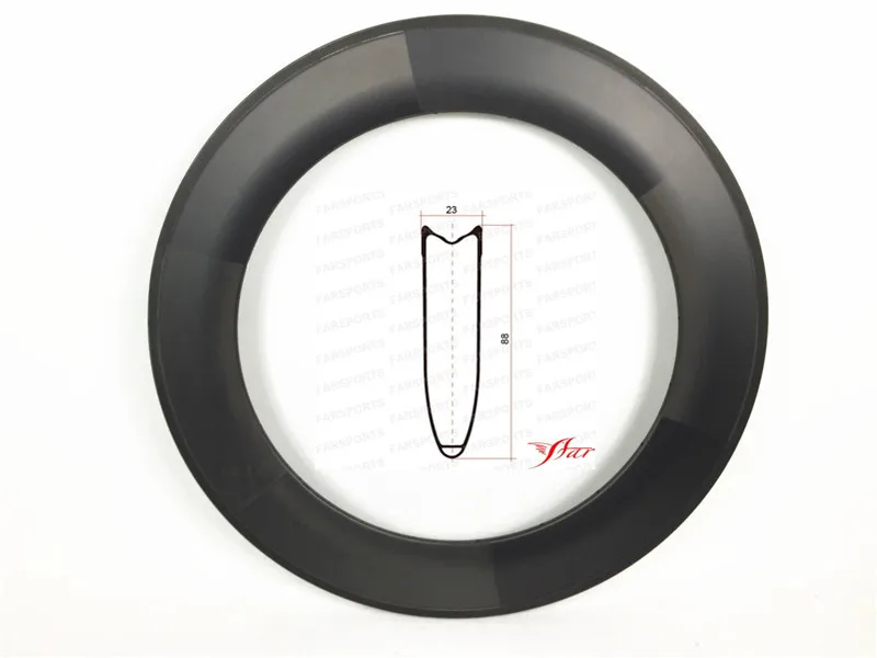 Tubular series carbon tubular rim 88mm x 23mm for road bike, high