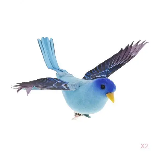 2x Artificial Realistic Clip On Foam Feather Garden Birds Decoration Crafts