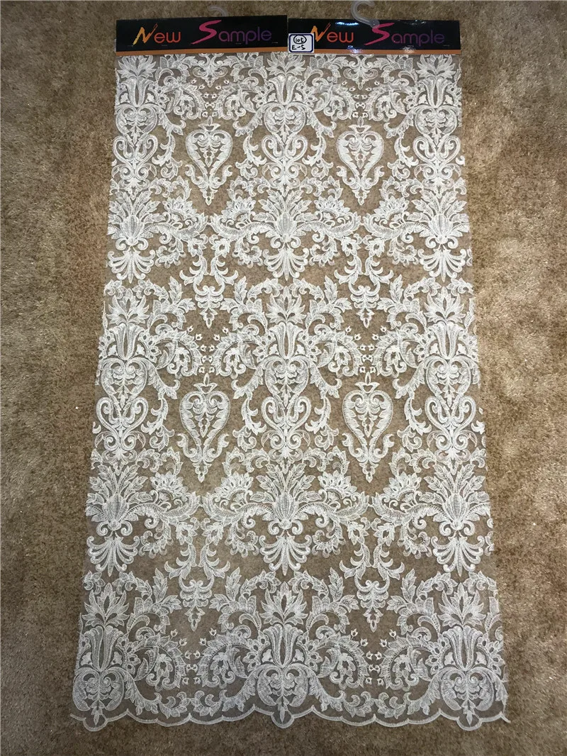 

African Lace Fabric 2018 off white French Net Lace New Designs Fabric 5 Yard High Quality African Tulle Lace Fabric For Women
