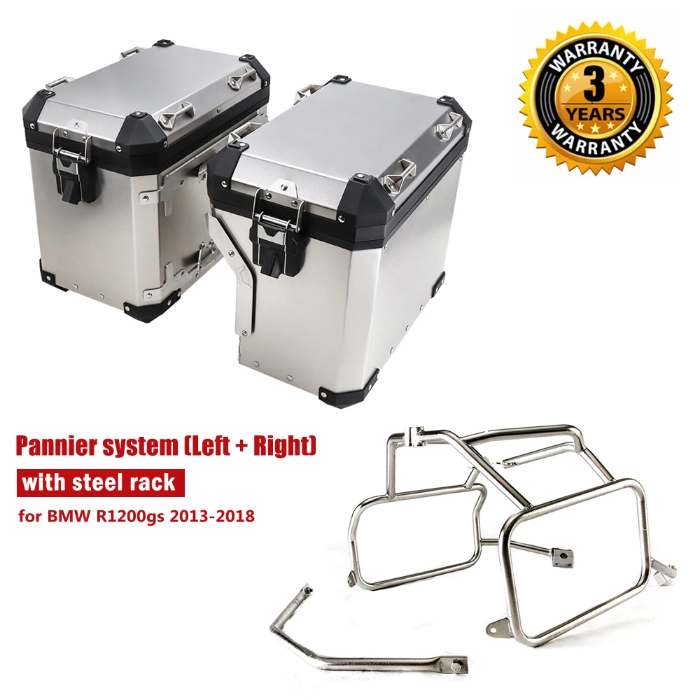 

Pannier System (Left + Right ) Side Boxes with Stainless Steel Racks for BMW R1200GS LC R1250GS 2013 2014 2015 20156 2017 2018
