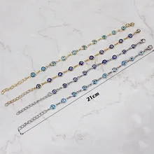 Горячая Распродажа года золотая цепочка синий/светло-голубой цвет с клипсами Дурной глаз повезло глаз из бисера серьги-подвески для женщин, браслет