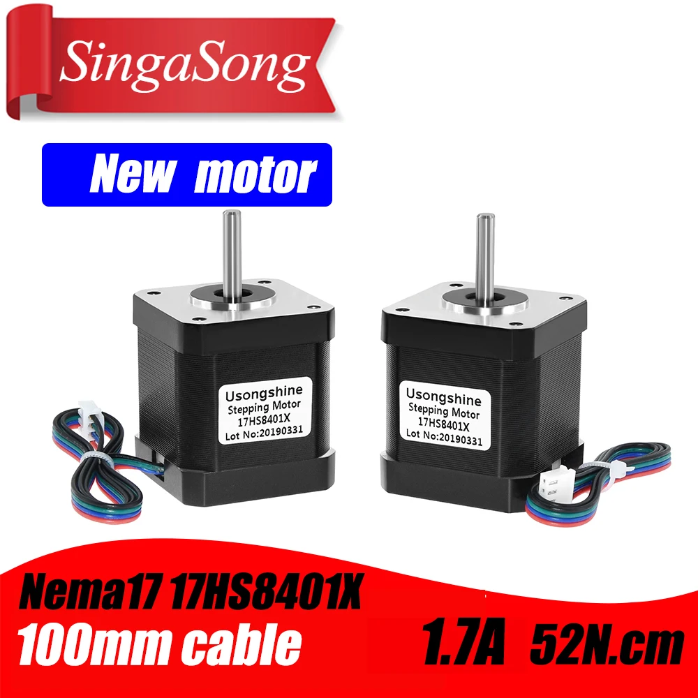 

Nema 17 Stepper Motor 48mm Nema17 Motor 42BYGH 2A 4-lead ( 17HS8401 ) Motor 1m Cable for 3D Printer CNC XYZ Motor