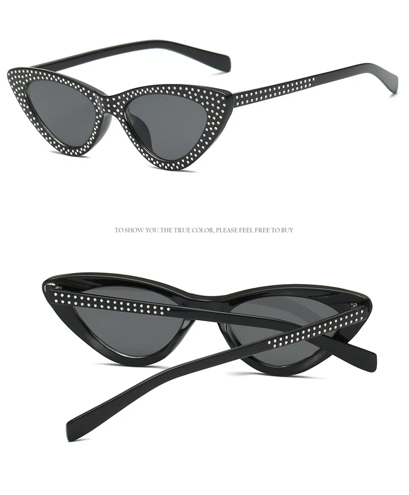 Prouddemon бренд «кошачий глаз» Для женщин Мода Треугольники Малый Размеры Frame Даймонд очки Цвет объектив солнцезащитные очки UV400