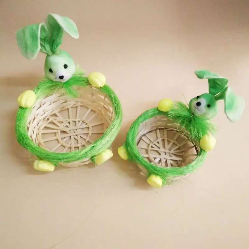 

4 pcs/lot Bunny Container Small Basket for Easter with two size Natural Material