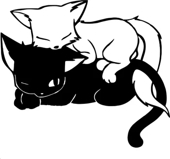 

Cute Carton Two Cat Sleeping Sweet Wall Decals Black And White Cat Lying On Each Other Picture Stickers For Kids Room Home Decor