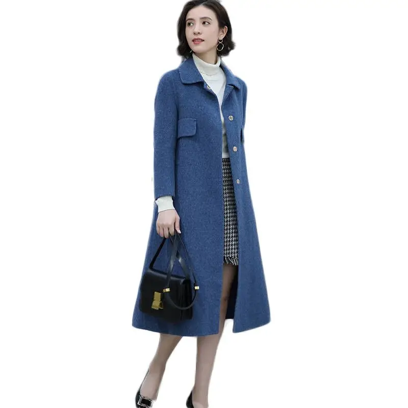 2019 Autumn Winter Women Long Wool Coat Female Double